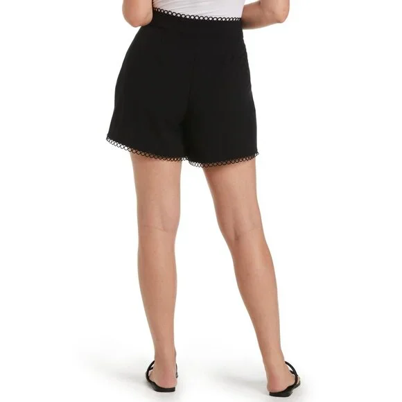 Rafaella Classic Fit Black Loop Trim Shorts Side Zip Side Pockets Pleats 14 NWT - Picture 6 of 10